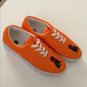 Animal Rescue Orange Slip-On Shoes Spaniel Print Size 7,5
